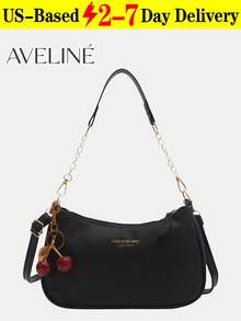 2026 New Fashion Classic Versatile Letter Graphic Decor Solid Color Waterproof PU Fabric Shoulder Bag/Crossbody Bag, Suitable For Shopping, Foldable - 黑色 - 查看 4