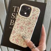 Casing Ponsel Kulit Minimalis Warna Pink Putih dengan Motif Bunga dan Tekstur Kulit, Kompatibel dengan iPhone 16 Pro Max, 17/16/15/14 Plus, 13/12/11, Air, Series, Hadiah Ulang Tahun Musim Semi - MultiWarna - View 4