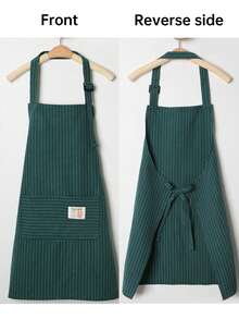 1pc Chef's Apron With Striped Pattern, Adjustable, Fashionable, With Pockets - Perfect For Chefs, Barbecue Lovers And Barbers. - Multicolor - View 4