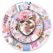 50 PCs Funny Cute Pink Encounter Stickers For Laptops, Water Bottles, Diaries, Suitcases, Cars, Wardrobes And Other DIY Decorative Stickers