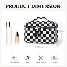 QLPrite Bolsa De Maquillaje Acolchada Bolsa De Maquillaje Grande Floral Para Mujer Bolsa De Maquillaje De Algodón Bolsa De Aseo De Viaje Con Flores. Tablero De Ajedrez Blanco Y NegroQYF - Bàn cờ đen trắng - Xem 2