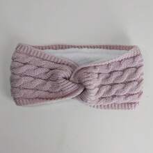 Women's Winter Warm Ear Muffs Headband, Thickened Inner Elastic Hairband, Soft Fleece Texture - Multiple Colors Available Black/White/Pink/Grey Suitable For Cold Weather, Perfect Gift For Daily And Formal Occasions - Elegant Knot Design, Festive Headwear, Warm Windproof Ear Covers - 粉紅色 - 查看 13