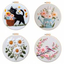 10pcs Bamboo Embroidery Hoops, 8cm/10cm/15cm/20cm - Apricot - View 1