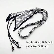 1件编织围巾腰带，波西米亚风腰绳装饰，可搭配牛仔裤、裙子 - 黑色 - 查看 6