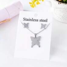 10pcs Stainless Steel Butterfly, Flower, Heart Jewelry Set Including Earrings And Necklace, Fashionable Mixed Style For Women, Durable And Suitable For Casual Daily Wear - 10-piece Mixed Stainless Steel Stud Earring and Necklace Set - View 4