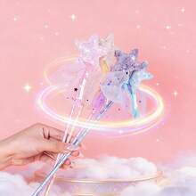 1pc/4pcs Shiny Star Wand, 11 Inch Princess Angel Fairy Star Shaped Magic Wand, Girls Angel Fairy Costume Accessory, Star Wand Angel Fairy Outfit Props, Birthday Halloween Christmas Party Princess Party Gift, Angel Stick With Ribbon Costume Props, Birthday Wedding Cosplay - Multicolor - View 2