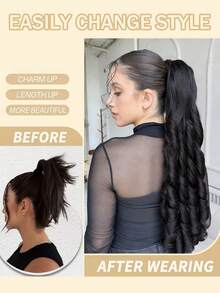 Synthetic Wigs Wavy Hair Ponytail Extensions Roman Curl Ponytail Hairpiece With Drawstring Curl Ponytail Suitable For Women's Daily Wear And Gatherings - Multicolor - View 8