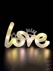 1个爱心字母灯，电池供电，情人节浪漫字母灯，LED装饰时尚场景灯霓虹灯，情人节告白夜灯，适合桌面装饰、霓虹灯装饰、婚礼、家庭节日、婚礼、生日、酒吧、商店和户外装饰，白色灯罩，求婚、周年纪念，为派对增添氛围和灯光效果 - 黃光 - 查看 9