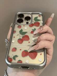 Fashionable Cute Full-Screen Strawberry Leaf Pattern Phone Case, Paired With Creative Berry Pendant, Compatible With IPhone 17 Pro Max, 17 Pro, 17, 16 Pro Max, 16 Pro, 16, 16, 15 Pro Max, 15 Pro, 15, 14 Pro Max, 14 Pro, 14, 13 Pro Max, 13 Pro, 13, 12 Pro Max, 12 Pro, 11. High-Quality Fashionable Cute Durable Protective Case, A Great Birthday Gift. - Strawberry Flowers - View 7