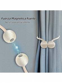 Estilo4 Piezas Sujetador De Cortinas, AlzapañOs Para Cortinas, Fuertes Propiedades MagnéTicas,Cinta MagnéTica Decorativa Para Cortinas, Accesorios Para Cortinas,PropóSito Decorativo(Gris Oscuro)VersióN Mejorada - amarillo pálido - Ver 3