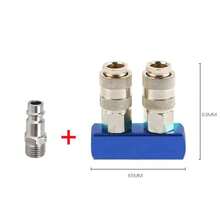 Acoplador divisor de colector neumático tipo UE de 2/3/4 vías, conector de compresor de bomba de Gas de aire de ajuste rápido con enchufe de rosca G1/4 QSMN - 2 vías con enchufe - Ver 10