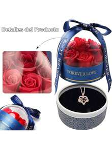 EstiloCúpula de Acrílico con Rosa Eterna con Collar encantada - Diseño de , Regalos para Mujer Cumpleaños para Mujer, Romántico Regalo, Regalos para Mamá, San Valentín, NavidadVersión mejorada - Rosa - Ver 8