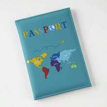1pc Travel Passport Holder With World Map & Letter Pattern, Matte PU Material, Cross-Border Document Organizer, Holiday Accessory, Summer/Christmas Vacation Travel Passport Wallet ,Travel Essential Bag - Multicolor - View 18
