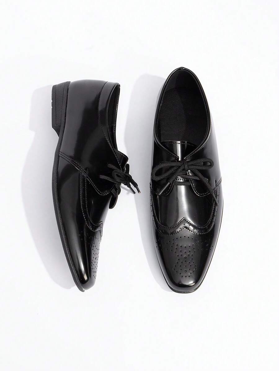 Fashionable Pointed Toe Minimalist Design Dress Shoes For Teenagers - Black - View 1