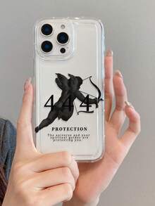 1pc Minimalist Creative Numeric Angel Archer English Slogan Graphic Transparent Airbag Anti-Drop Phone Case, Compatible With Samsung/Compatible With IPhone XS/XS Max/XR/11/12/13/14/14 Plus/15/15 Plus/16/16 Plus/7/8 Plus/17/17 Pro And Other Phone Models - Multicolor - View 7