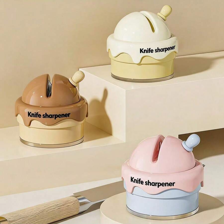 3-Second Knife Sharpener, Slide Front & Back 3 Times, Ice Cream Suction Cup Sharpening Stone, Household Kitchen Knife & Scissor Sharpening Tool, New Professional Rapid Knife Sharpener - Multicolor - View 1