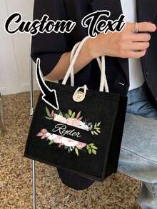 可定制手提袋，教师节/感恩节个性化礼物，轻便大容量休闲时尚，适合婚礼、生日、海滩、度假、学校等各种场合，是送给女性、妈妈、老师、朋友、伴娘、学生的绝佳礼物，手提包/托特包，单肩托特包 - 彩色 - 查看 4