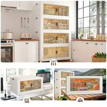 3/4/5-Tier Heavy-Duty Stackable Storage Cabinet With Locking Doors - Heavy-Duty Collapsible Storage Unit With Rolling Wheels, Space-Saving Organizer For Home, Office, Garage, Attic - Plastic Storage Cabinet With Front Panels, Easy Assembly - trắng - Xem 9