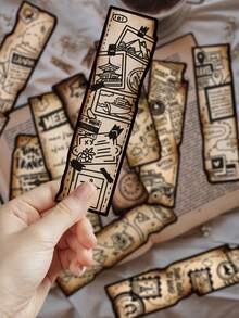 30张复古旅行日记书签，趣味做旧别致设计，纸质书签，个性化趣味阅读标记，书籍装饰书签 - 办公用品，趣味礼物 - 彩色 - 查看 5