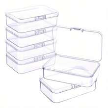 6个迷你透明塑料收纳盒，用于收集小物件、珠子、珍珠首饰、手工艺品、橡皮筋发夹等，防尘分类包装盒 - 6pcs - 查看 6