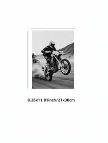 1张无框黑白越野摩托车海报 - 城市沙漠泥地摩托车动作摄影，摩托车艺术印刷品，适用于家庭、办公室、教室，时尚墙面装饰和最佳礼品选择 - 彩色 - 查看 13