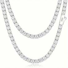 1pc 3mm/4mm/5mm/6.5mm Moissante Tennis Necklace From Round Cut D Color VVS1 Moissante Classic Necklace For Men And Women, Women's Jewelry, Men's Jewelry, Timeless Jewelry, French Style, High Clarity Moissanite, Fine Craftsmanship, Moissanite Jewelry, D Color, Gift For Him, Gift For Her - 5毫米/0.5克拉 - 查看 6