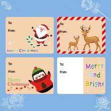 200 Stücke/Rolle Weihnachtsgeschenk Etiketten Aufkleber, 5cm x 3,8cm, beschreibbar selbstklebende Mehrzweck Feiertags Dekorations Etiketten, geeignet für Weihnachtsgeschenkverpackung, allgemeine selbstklebende Etiketten für den täglichen Gebrauch, verschiedene Stile, Weihnachtsdekoration, Weihnachten, Weihnachtsbasteleien - Verschiedenfarbig - Übersicht 4