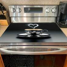 1pc Retro Coffee Pattern Heat Resistant Protective Cover, Non-Slip And Scratch-Resistant Surface, Easy To Clean Polyester Material, Suitable For Kitchen, Washing Machine, Dryer, Stove Protection, Household Appliance Accessories, Modern Kitchen Anti-Slip Sleeve. - Multicolor - View 15