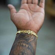 [No Fade] Vacuum 18K Gold Plated 8mm Width Miami Cuban Link Chain Monaco Bracelet Stainless Steel +Brass Jewelry For Men & Women - 8毫米 - 查看 4