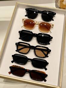 6pcs/Set Women's Casual Assorted Frame Eyeglasses Set, Y2K Fashion, Suitable For Beach, Travel, Party, Gift, Daily Wear - Multicolor - View 1