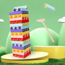 Wooden Stacking Tower Building Blocks Game, Interactive Parent-Child Desktop Puzzle Toy - Multicolor - View 10