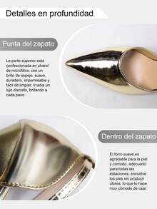 ChicStrut Zapatos de Tacón Fino Punta Fina para Mujer 2025 -Sandalias de mujer de tacón ultra alto y puntera puntiaguda con diseño minimalista y elegante para fiestas, Fiesta, Boda, Oficina - Plataformas Cómodas Acolchonadas y Elegantes, Sexy, Elegantes, Atuendos de fiesta, ideales para el otoño/invierno - Dorado - Ver 5