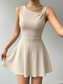 Women's New Elegant Solid Color Casual Dress, Suitable For Party And Vacation, Spring/Summer - Apricot - View 3