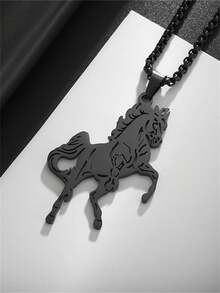 1件新款时尚不锈钢马奔驰动物吊坠项链，男女皆宜，朋克风，幸运饰品礼品 - 時尚 - 查看 4