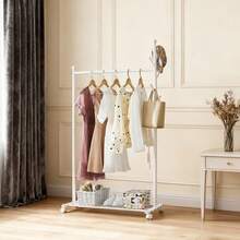 Clothes Rail - Movable Clothes Rack With Bottom Shelf, Heavy-Duty Clothing Rail For Hanging Clothes, Coats, Dresses, Clothes Rail For Bedroom, Hallway, Laundry Room - trắng - Xem 6
