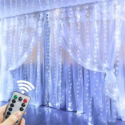 USB Curtain String Lights With Remote Control, 8 Modes LED Curtain Lights, Floral Fairy Lights, Christmas, Halloween, Home Decor, Holiday Lighting, Party Decor, Eid, Mother''s Day
