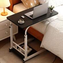 Adjustable Height Standing Desk With Rolling Metal Frame - Sturdy Computer Desk For Home Office, Workspace, Study Area, Dormitory - Spacious Surface & Convenient Storage Shelf - 4個輪子黑胡桃色 - 查看 3