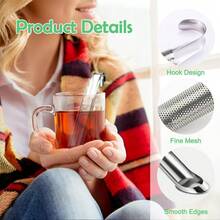 3件套不锈钢茶漏套装，多功能管状茶漏，茶具配件，家用水杯，悬挂式茶漏过滤器 - 彩色 - 查看 9