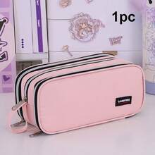 Personalized Custom 2026 New Large Capacity Pen Bag Three-Layer Zipper Student Stationery Bag High-Value Simple Multi-Functional Pencil Bag Back To School - Multicolor - View 8