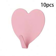 10个自粘心形墙钩 - 无需钻孔，轻松移除，强力金属钩带背胶，适用于悬挂外套、帽子、包包 - 时尚装饰钩，适用于浴室、卧室（出租/自有房屋），多用途挂钩 - 彩色 - 查看 8