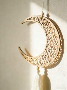 1pc/2pcs Wooden Moon & Star Tassel Pendant, Bohemian Style Eid Mubarak Hollow Wooden Bead Moon & Star Decor, Handmade Eid Party Seasonal Decoration, Eid Home Decor, Moon Phase Wall Art Home Decor, Suitable For Bedroom, Living Room, Kitchen, Dining Room, Office, Farmhouse, Eid Mubarak, Ramadan Islamic Kareem - Multicolor - View 5