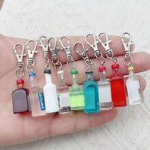 10 móc khóa hình chai bia bằng nhựa màu trơn, kiểu dáng giản dị - Móc khóa mini hình chai bia nhiều màu sắc với vòng kim loại, thích hợp làm phụ kiện trang trí túi xách nữ, điện thoại, hoặc tự làm đồ thủ công. - Nhiều màu - Xem 5