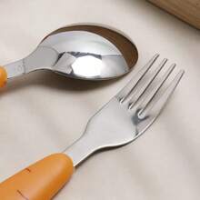 1pc Spoon / 3pcs Set Carrot Shaped Plastic Handle Stainless Steel Spoon Cutlery Set - Multicolor - View 8