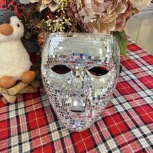 1pc Disco Ball Mask, Unisex Costume Mask, Reflective Mirror Mask, No Power Required - Silver - View 7