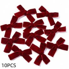 10pcs Velvet Bow Ties, Vibrant Colors Including Burgundy And Red Ribbon, Hair Accessories Bows Suitable For Holidays, Wreaths, Gift Baskets, Wedding Decorations, Sewing And Crafts - Multicolor - View 16