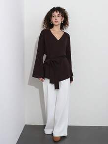 Simple Fashion Brown Knit Cardigan - Dark Brown - View 7