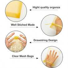 50/100pcs Large Organza Drawstring Bags, Gold Transparent Mesh Gift Bags Suitable For Christmas, Wedding, Party, Gift Packaging (Gold) - Multicolor - View 4