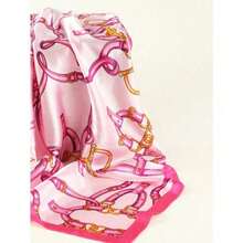 1pc Women's 90cm Satin Square Scarf, Elegant Fashionable Leopard Print Pattern, Suitable For Casual And Street Outfits As Scarf, Headband, Headwrap - Hồng - Xem 3