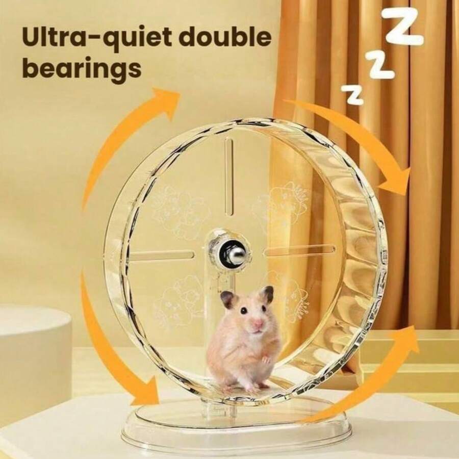 1 chiếc bánh xe đồ chơi bằng acrylic hình chuột hamster và gấu, chạy êm, kèm đế trong suốt. - Trong sáng - Xem 1