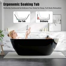 Freestanding Bathtub 59 Inch Black And White Acrylic Tub, Modern Compact Soaking Bath For Bathroom Upgrade And Home Relaxation - Black - View 4
